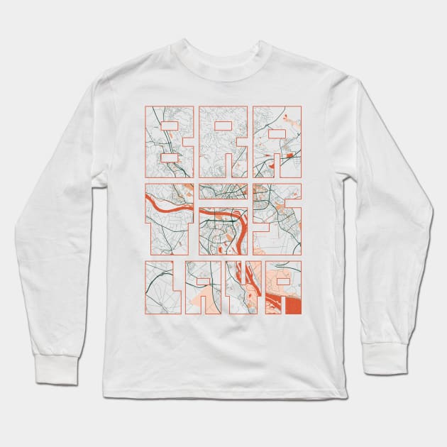 Bratislava, Slovakia City Map Typography - Bohemian Long Sleeve T-Shirt by deMAP Studio